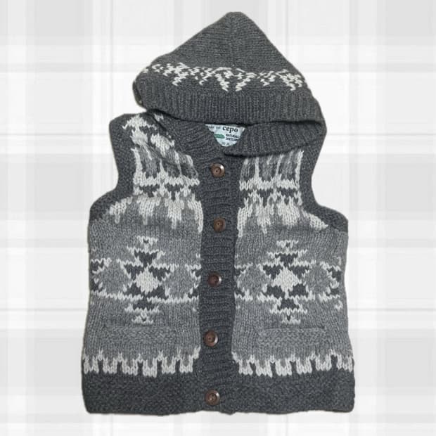 노르딕 니트 후드 조끼