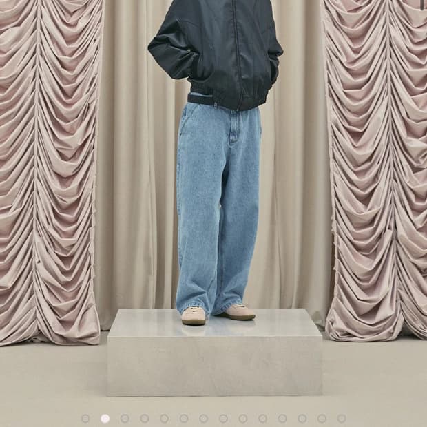 구해요) 쓰리타임즈 벌룬 배기 진 라이트블루 M