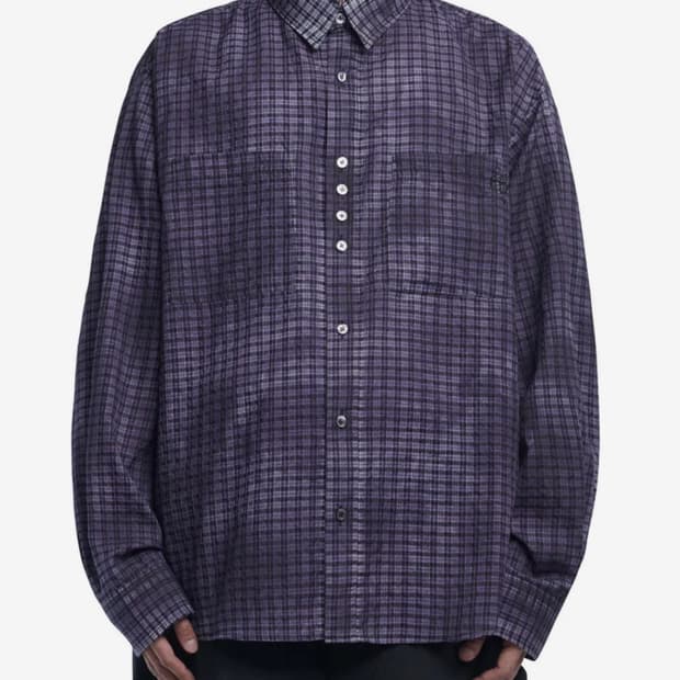 노매뉴얼 OVERDYED CHECK SHIRT - PURPLE