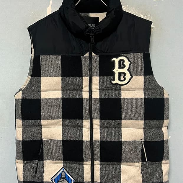 MLB 엠엘비 남자 패딩조끼 웰론 체크 캐주얼 L 100