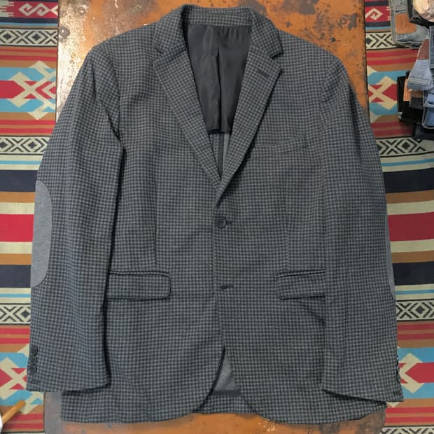 자라 차콜 그레이 깅엄 체크 투버튼 자켓 블레이저 남성 105 사이즈