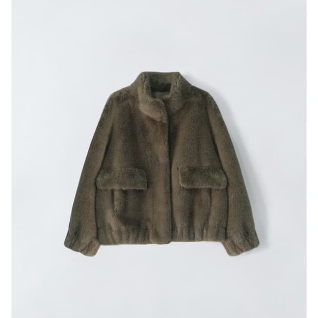 앤클라인 하이넥 밴딩 퍼자켓