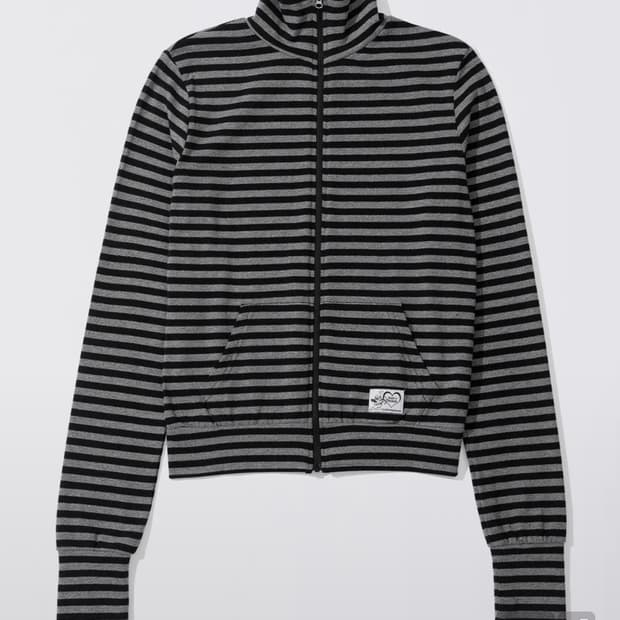 스컬프터 스트라이프 집업 차콜