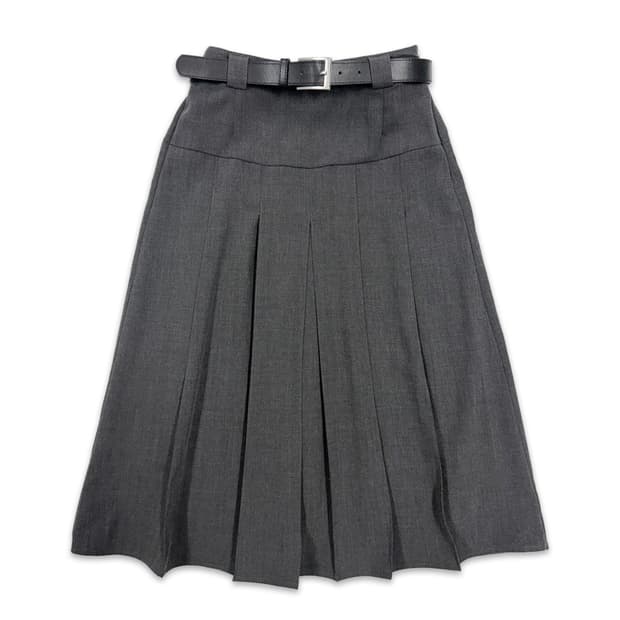 빈티지 그레이 플리츠 롱 스커트
