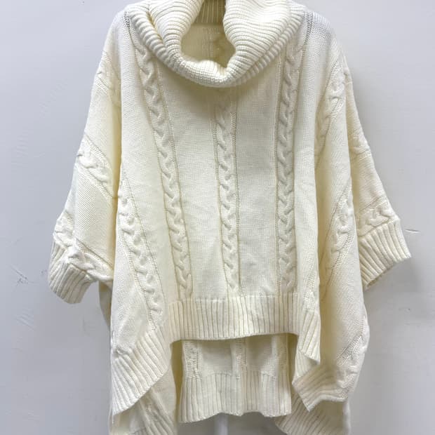 빈티지 아이보리 니트 케이프 판쵸 망토