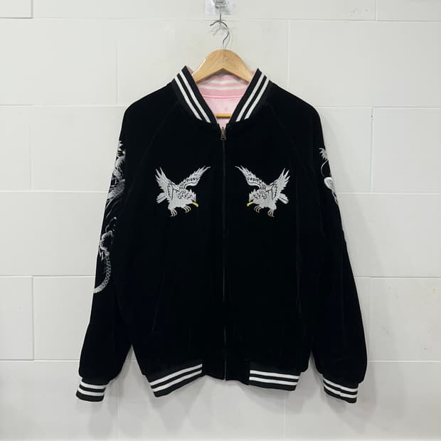 일본 빈티지 리버시블 벨벳 스카쟌