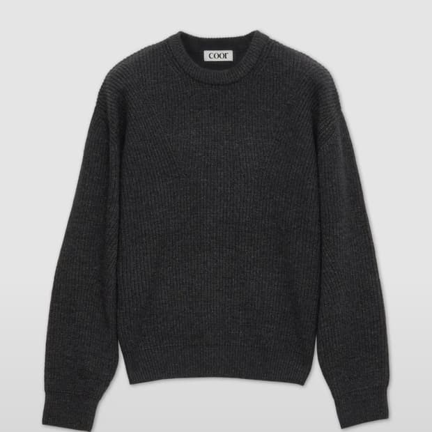 캐시팝 트위드 크루넥 니트 (차콜그레이) L
