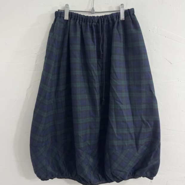 sage check puff skirt