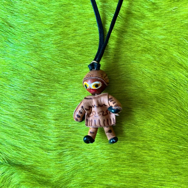 Indian Jewelry Vtg Leather Doll Necklace