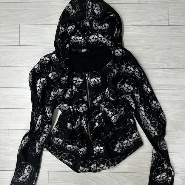 Gladnews 스컬 해골 가오리핏 후드집업 고스펑크
