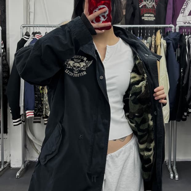 밴슨 레더 퍼 후드 야상 자켓