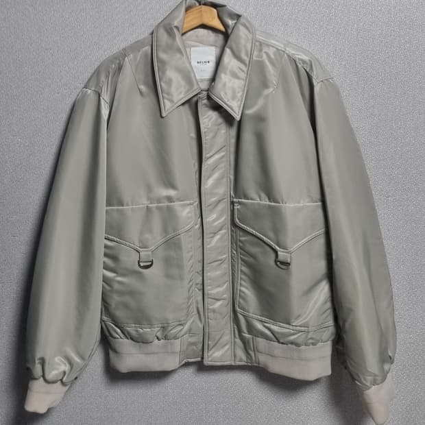 실측 XL (105) 벨리에 베이지 헤비 봄버자켓