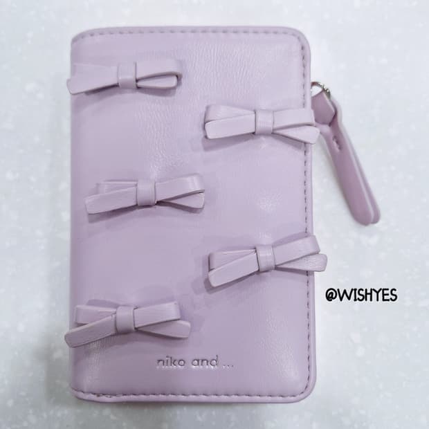 니코앤드 가죽 반지갑 리본 디테일 연보라 핑크 퍼플