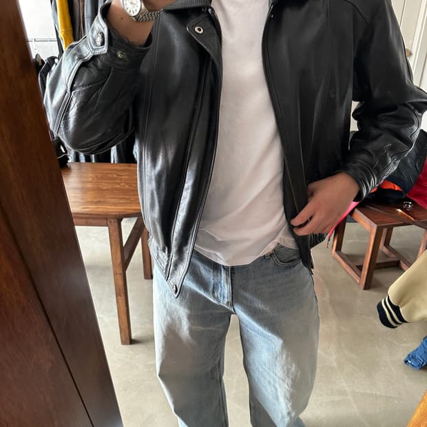 INISSI 빈티지 레더 자켓