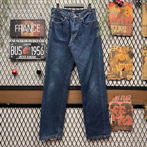 00s 돌체앤가바나 데님 팬츠 전면 포켓 로고 포인트 중청