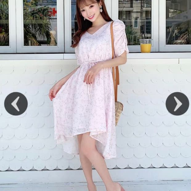 미셸마카롱 일본빈티지)핑크 잔꽃무늬 쉬폰 히메갸루 로맨틱 언발원피스