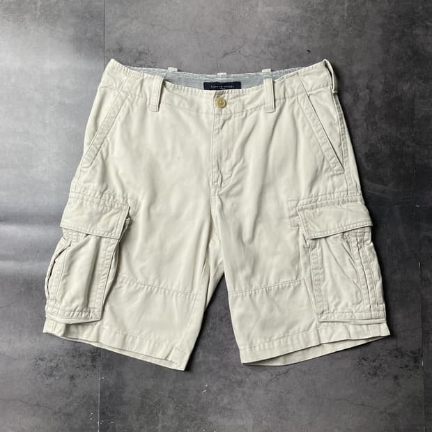 TOMMY HILFIGER 토미힐피거 아이보리 카고 하프팬츠 A01083