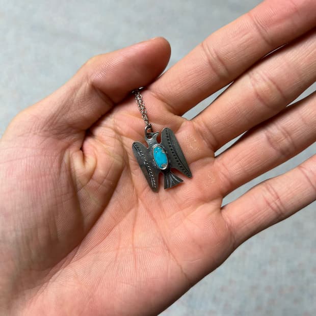 1900s 빈티지 나바호 네이티브아메리칸 썬더버드 터키석 실버 목걸이