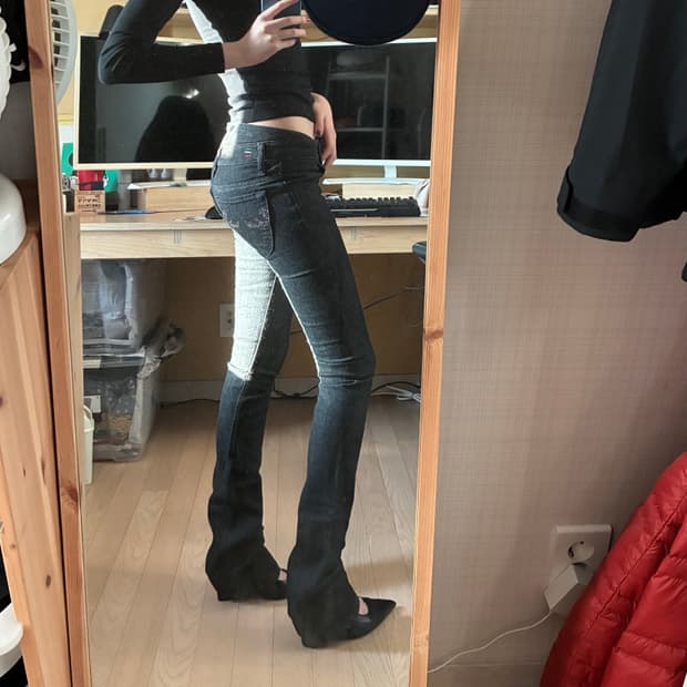 디젤 y2k 세미 부츠컷 블랙 데님