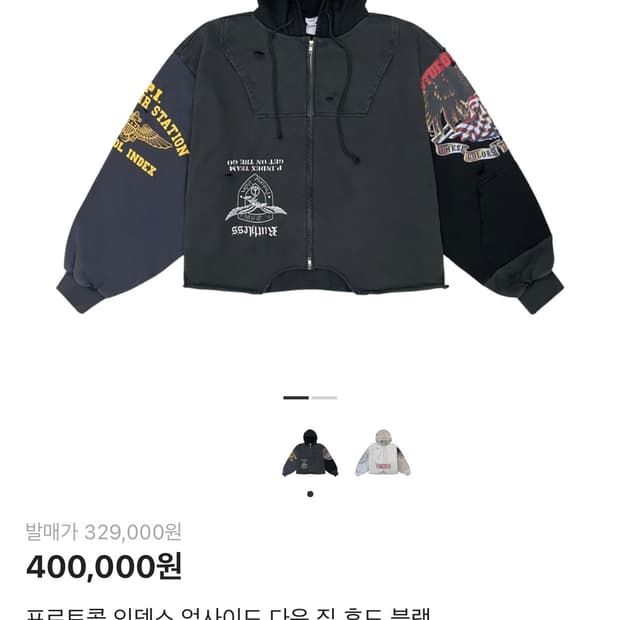 [2] 프로토콜 인덱스 업사이드 다운 후드 집업 블랙