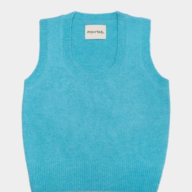 포니테일 크레용 니트베스트 블루 