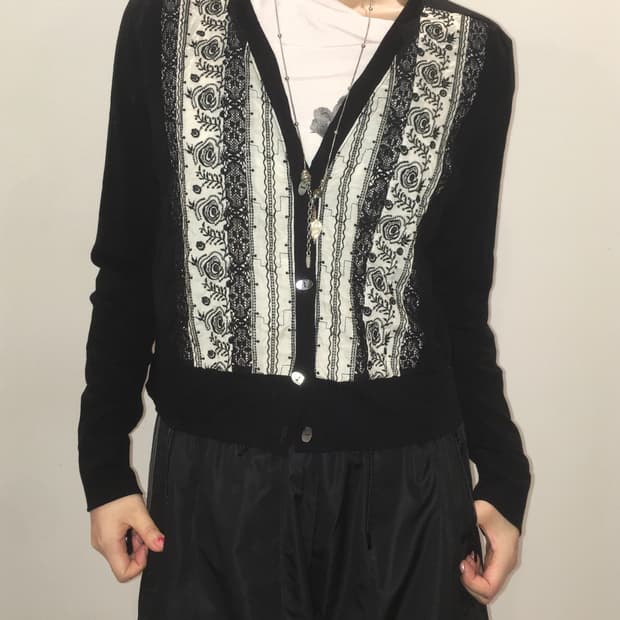 jpn vintage black unique lace cardigan