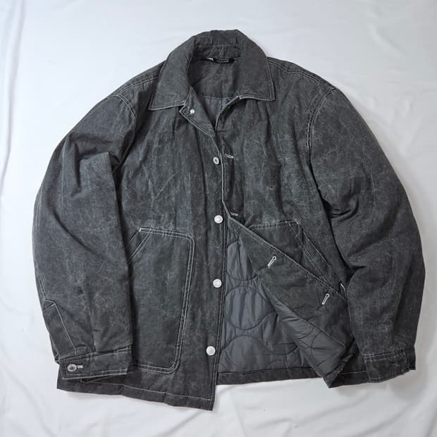 ZARA 자라 워싱 가먼트다잉 누빔자켓 워크 봄버 M