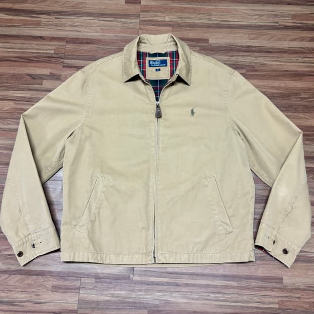 폴로 베이지 베이포트 스윙탑 해링턴 헤링턴 드리즐러 봄버 블루종 자켓 l