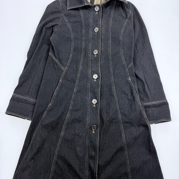 Hiroko koshino 흑청 데님 원피스코트