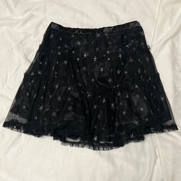 [키치 펑크] 블랙 별무늬 캉캉 스커트 