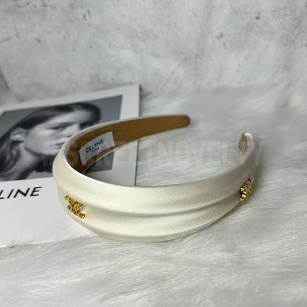 셀린느 실크 헤어밴드 화이트