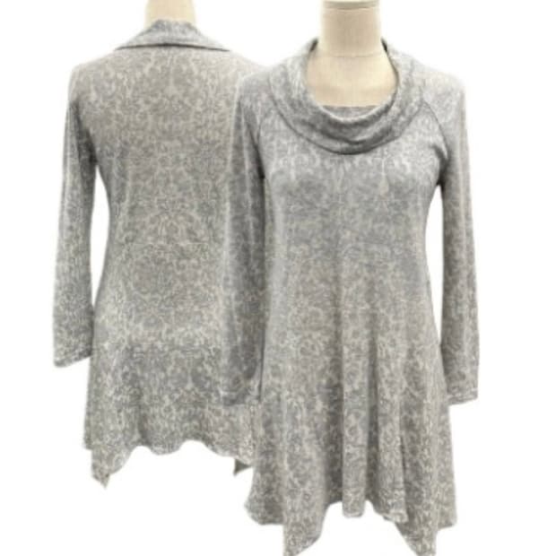 넥 포인트 갸루 그레이 시스루 원피스