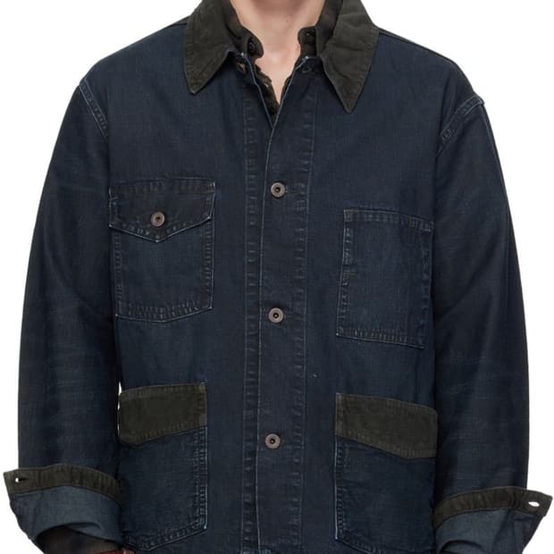 RRL 코듀로이 트림 인디고 데님 워크 자켓 M