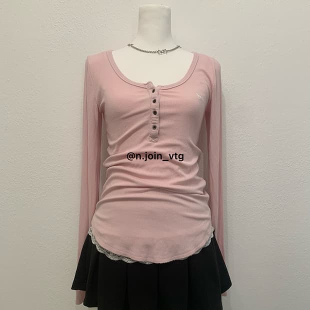 아베크롬비 헨리넥 뮤트 핑크 롱슬리브 긴팔