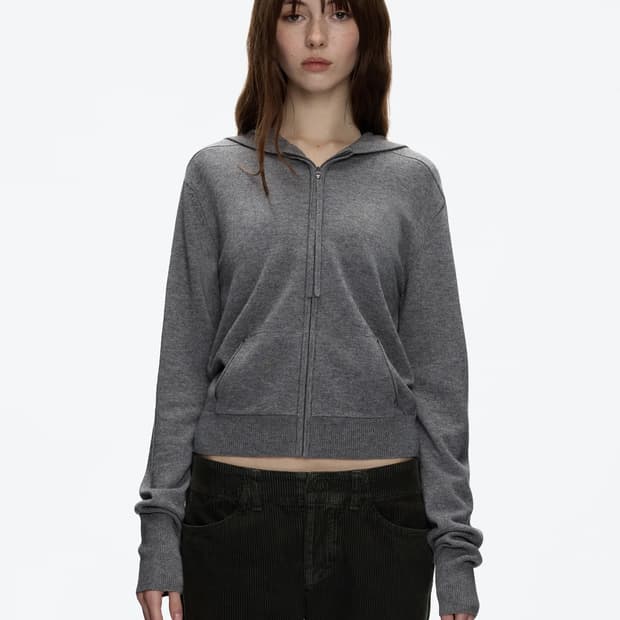 니트 후드 집업