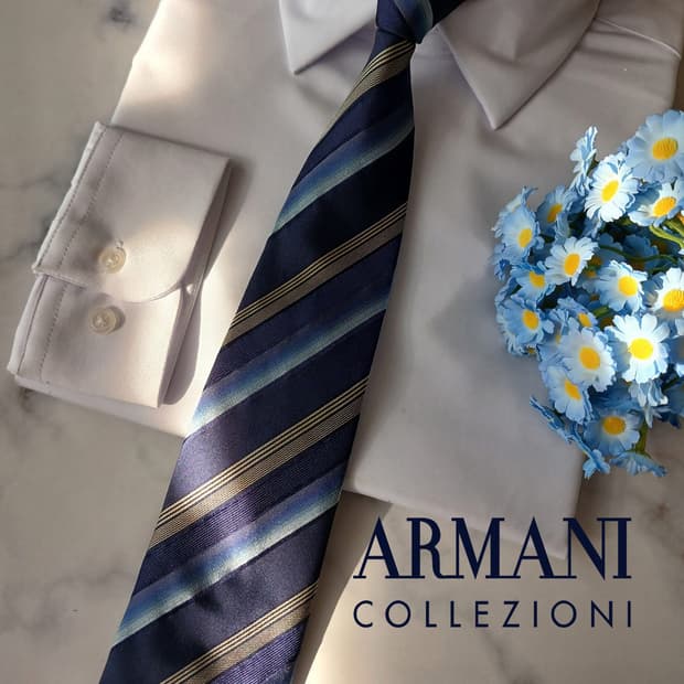 아르마니꼴레지오니 실크 레지멘탈 넥타이 8.5cm A+등급  A19071