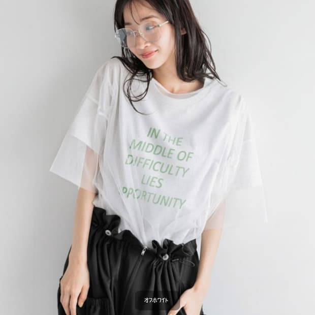 (택있음) 로리즈팜 레이어드 시스루 티셔츠