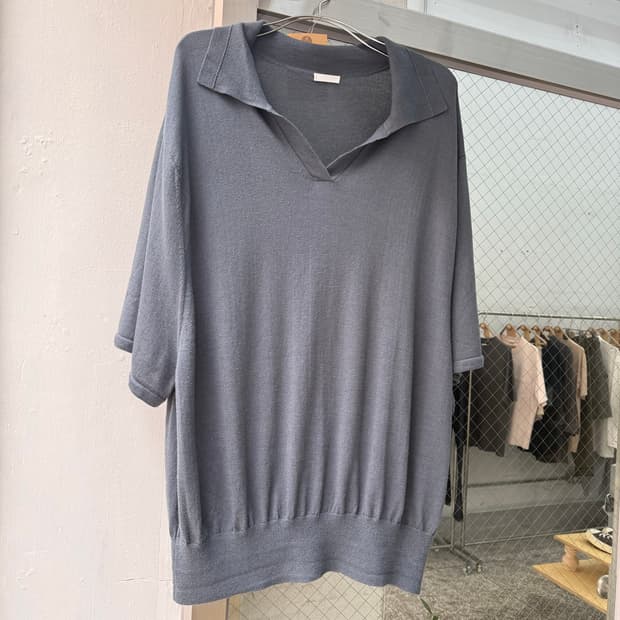 SEEALL Silk Cashmere Skipper Knit Polo
