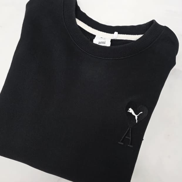 푸마 아미 콜라보 블랙 오버핏 맨투맨 95~100