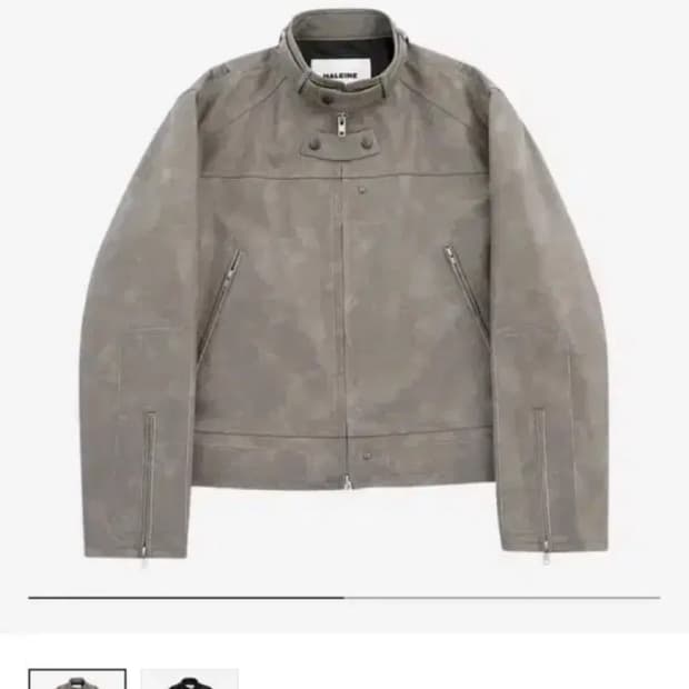 알렌느 벨티드 바이커 자켓 그레이 베이지