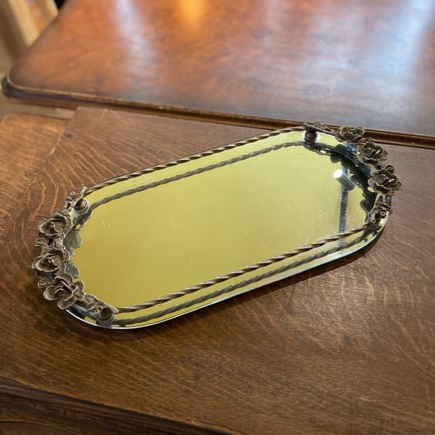 🍀장미 오벌 빈티지 미러 트레이