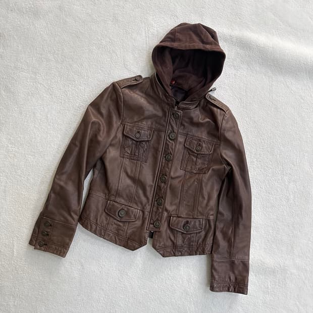 66 빈티지 양가죽 후드 자켓 0413T