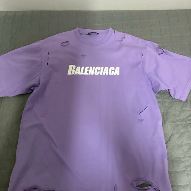 [XS] 발렌시아가 디스트로이드 반팔 티셔츠 라벤더