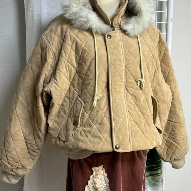 빈티지 블루종 퀼팅 점퍼