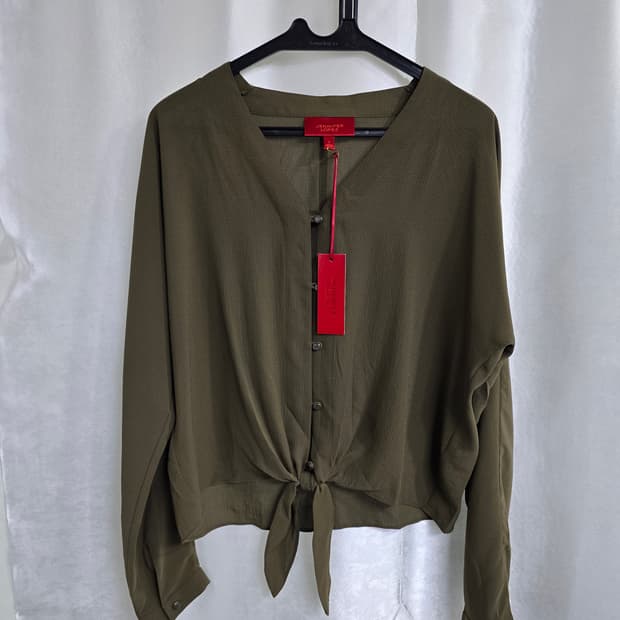 제니퍼로페즈 매듭 블라우스 카키색 (1790)