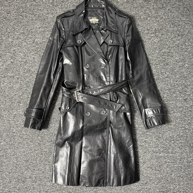 빈티지 레더 트렌치 코트
