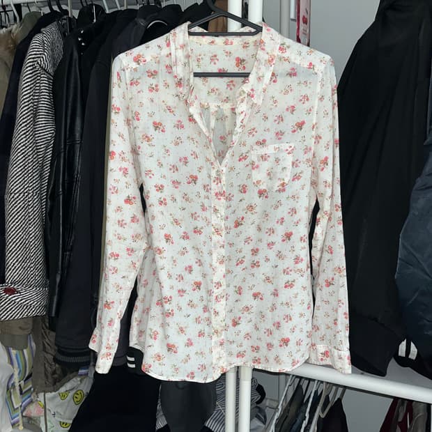 모리 플라워 잔꽃 셔츠 