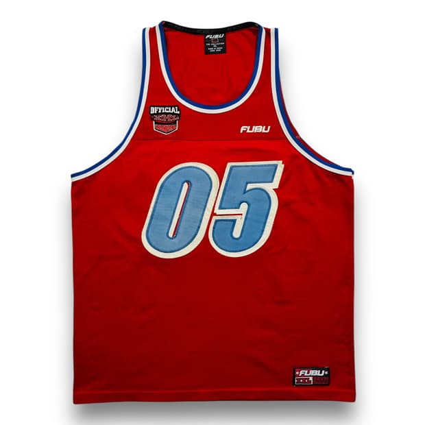푸부 90s 05 넘버 바스켓볼 레드 슬리브리스 져지