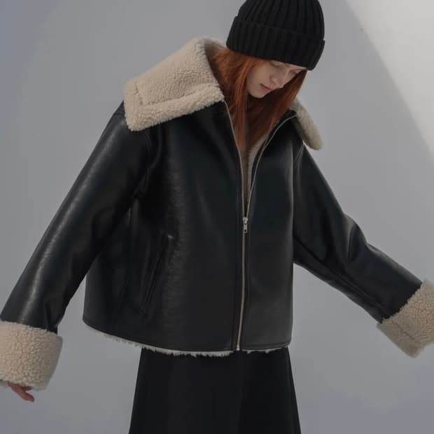 리파인드 램스울 오버핏 무스탕 자켓