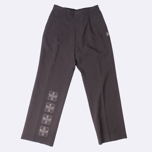 헤리티지플로스 알프레드 그레이 스트라이프 와이드 슬랙스 팬츠 30